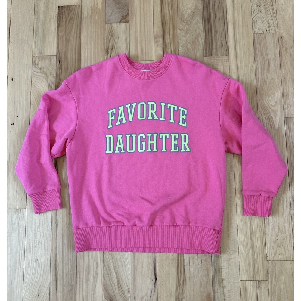 Favorite Daughter Neon Pink Pullover Crew Neck Graphic Women's Sweatshirt XS